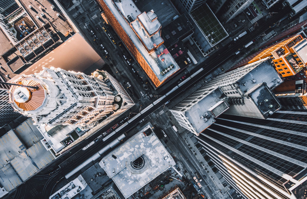 Birds eye view of the city