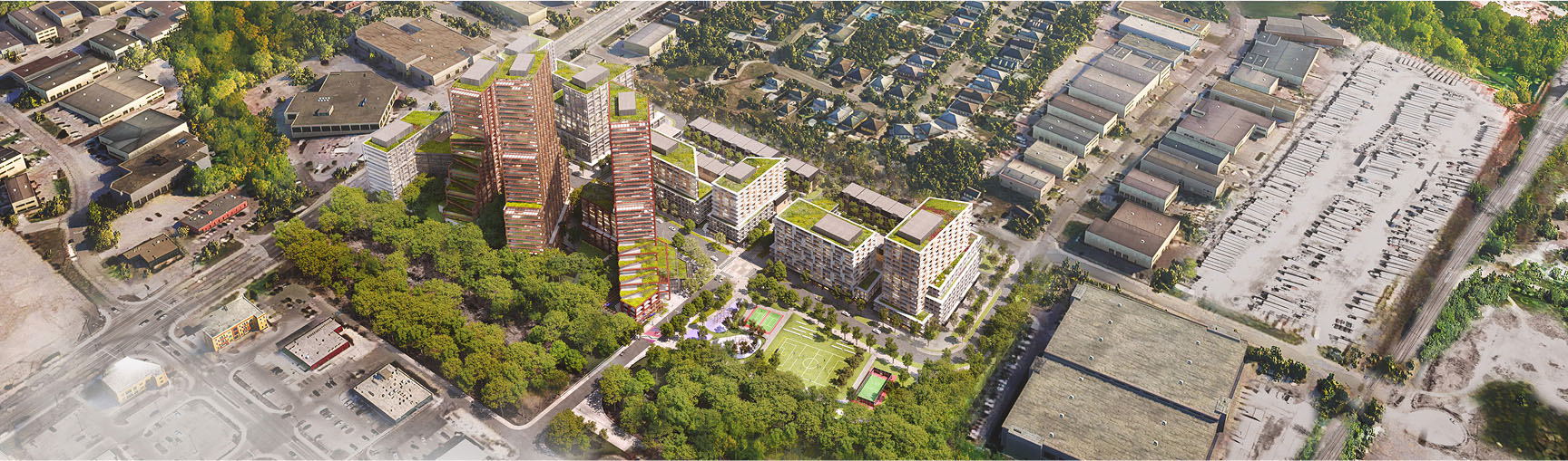 Aerial view of development