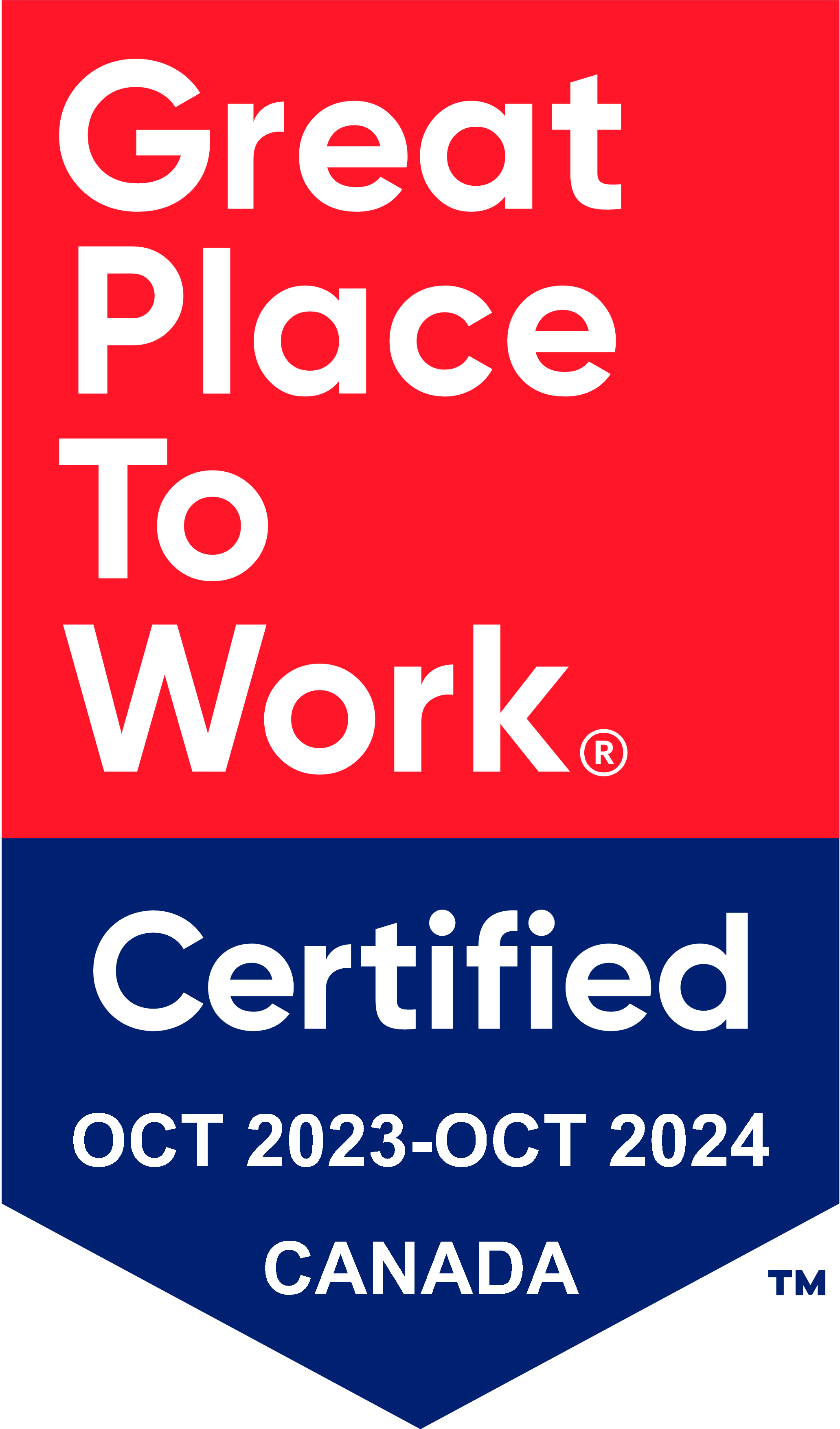 Greate Place to Work Certified - October 2023 - October 2024 Canada
